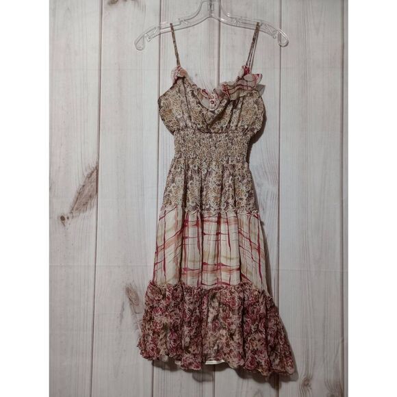 Guess Dress‎ Ladies Extra Small Sleeveless Floral Layered Ruffle Silk Blend Midi - Picture 1 of 8